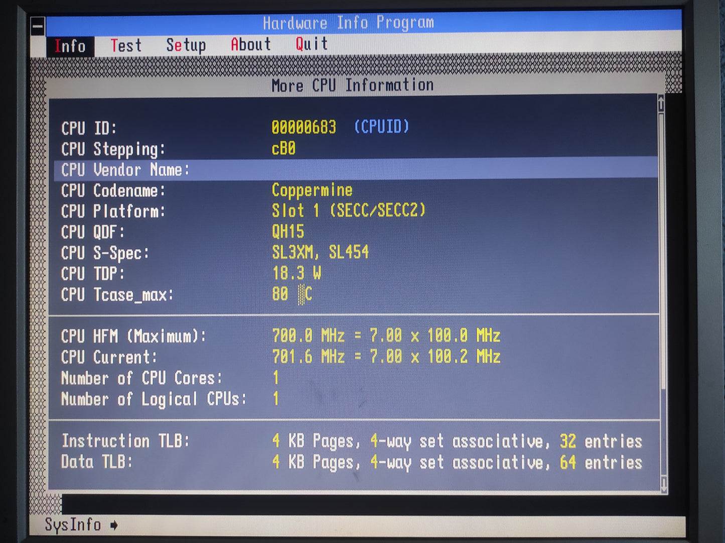 Intel Pentium III SL454 Slot 1 700/256/100/1.65V S1 700MHz Vintage Retro CPU