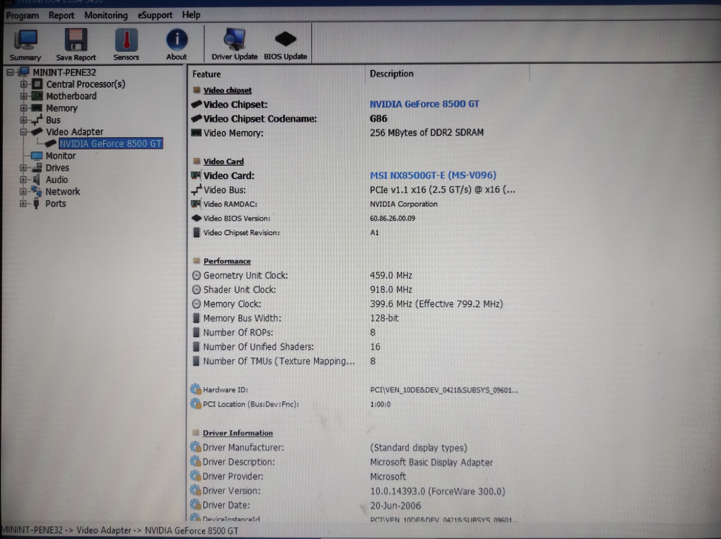 MSI NVIDIA GeForce 8500 GT 256MB GDDR2 PCI-e VGA DVI Graphics Video Card NX8500GT-TD256E/D2