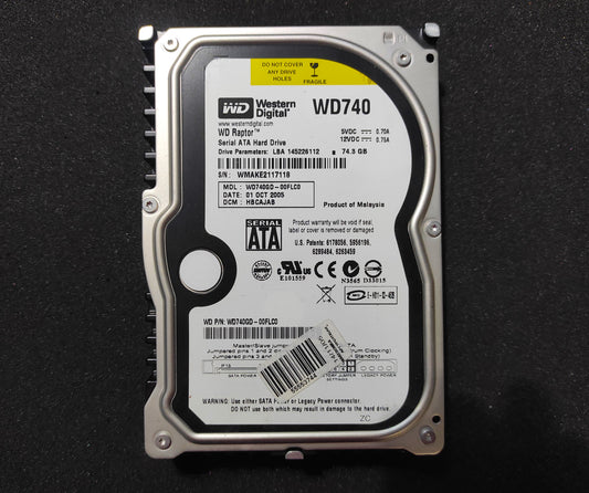 Western Digital Raptor WD740 74GB 10K RPM 8MB SATA Hard Drive HDD WD740GD-00FLC0