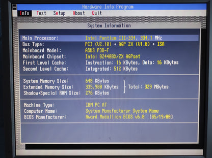 ASUS P3B-F Slot 1 ATX Retro Motherboard AGP ISA PCI Intel 440BX Chipset