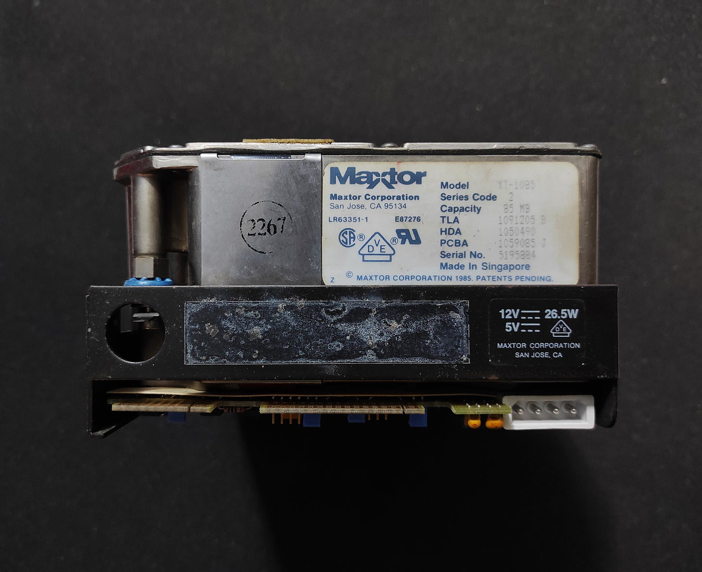 Maxtor XT-1085 85MB 3600RPM MFM 5.25" Full-Height Vintage Retro Hard Drive