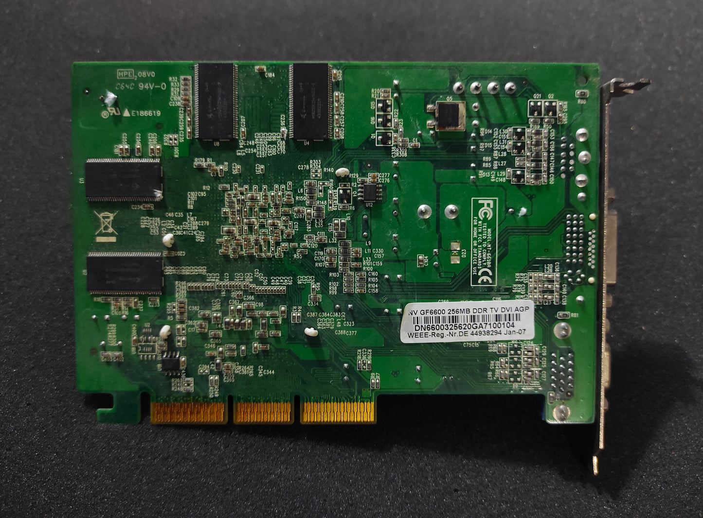 Manli NVIDIA GeForce 6600 256MB AGP VGA DDR TV DVI Retro Graphics Card