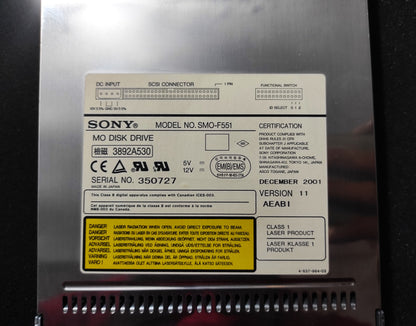 SONY SMO-F551 5.2GB SCSI 5.25" Internal Magneto Optical MO Drive