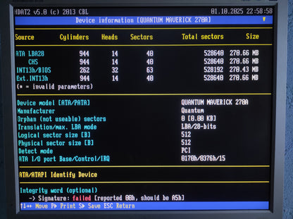 Apple 655-0230 Quantum Maverick 270AT 270MB IDE 3.5" Vintage Retro Hard Drive HDD 36000RPM 128KB