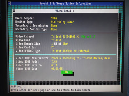 Trident GS9440P GUI9440AGi-1 PCI 1MB VGA Vintage Retro Graphics Card TGUI9440