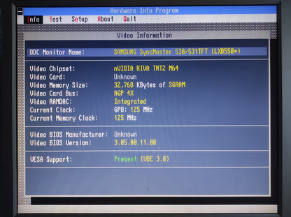 XFX NVIDIA RIVA TNT2 M64 32MB VGA AGP Vintage Retro Graphics Card