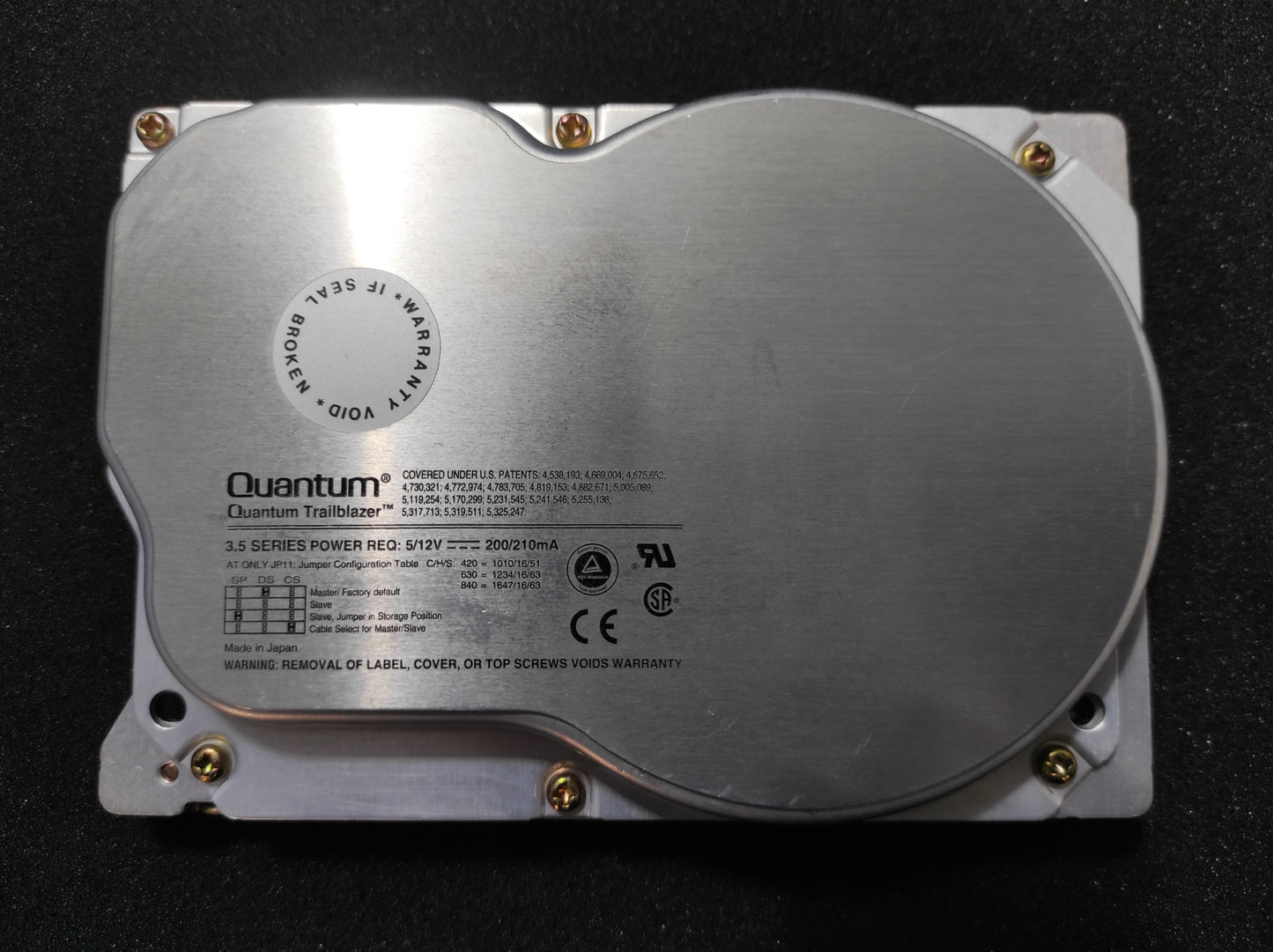 Quantum Trailblazer 840AT TR84A011 850MB 128KB 4500RPM IDE 3.5" Retro Hard Drive HDD