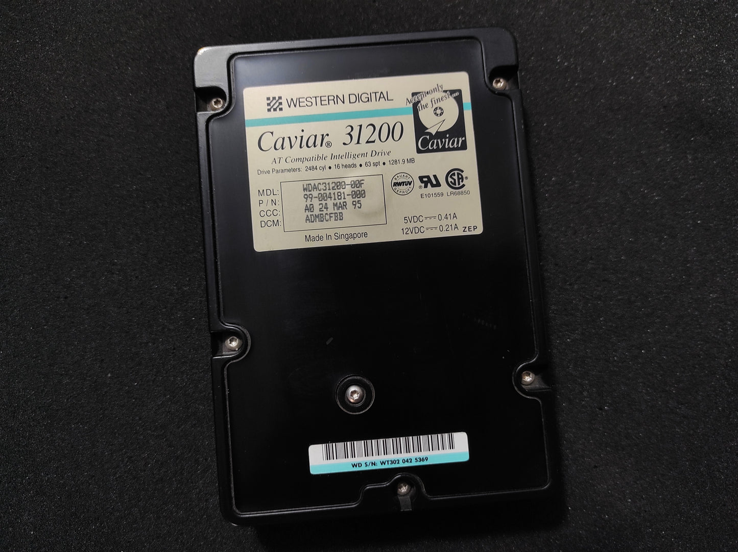 Western Digital Caviar AC31200 1.28GB 4500RPM IDE Hard Drive HDD FOR PARTS