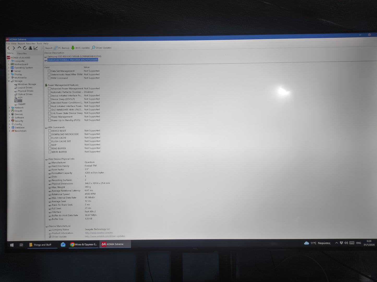Quantum Fireball TM TM12A012 1.2GB 128KB 4500RPM IDE 3.5" Retro Hard Drive HDD