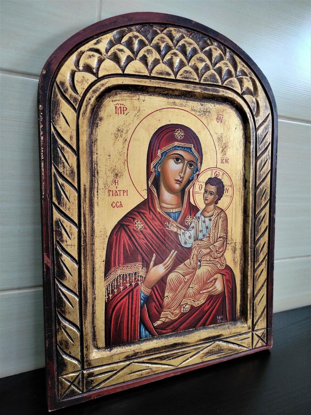 Traditional Hand Painted Art Byzantine Orthodox Icon Virgin Mary Giatrissa - Retro PC Hardware & More