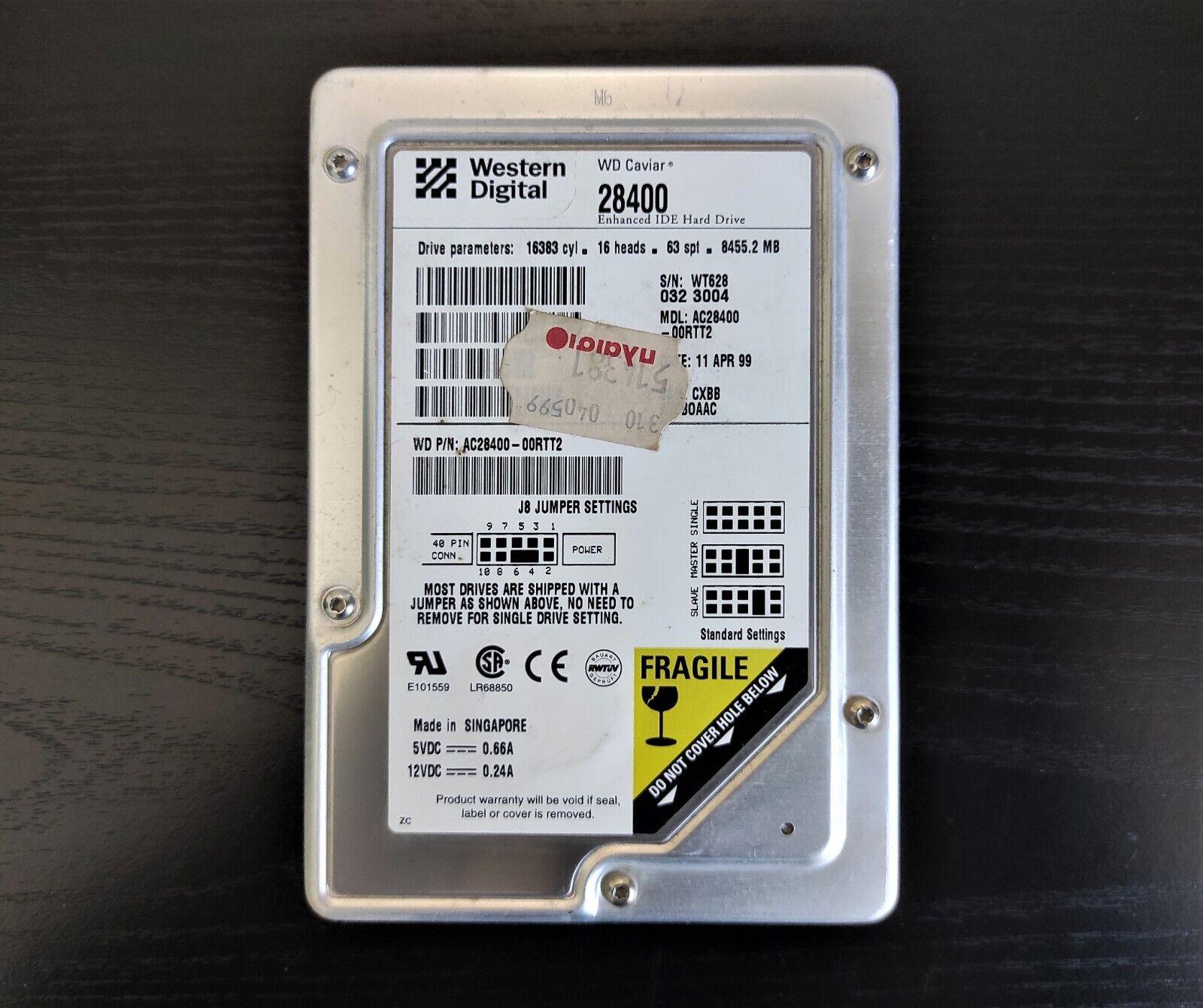 Western Digital 28400 8.4GB 512KB 5400RPM IDE Hard Drive HDD AC28400-00RTT2 - Retro PC Hardware & More