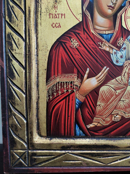 Traditional Hand Painted Art Byzantine Orthodox Icon Virgin Mary Giatrissa - Retro PC Hardware & More