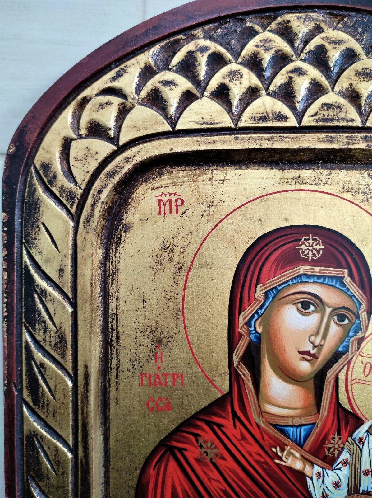 Traditional Hand Painted Art Byzantine Orthodox Icon Virgin Mary Giatrissa - Retro PC Hardware & More