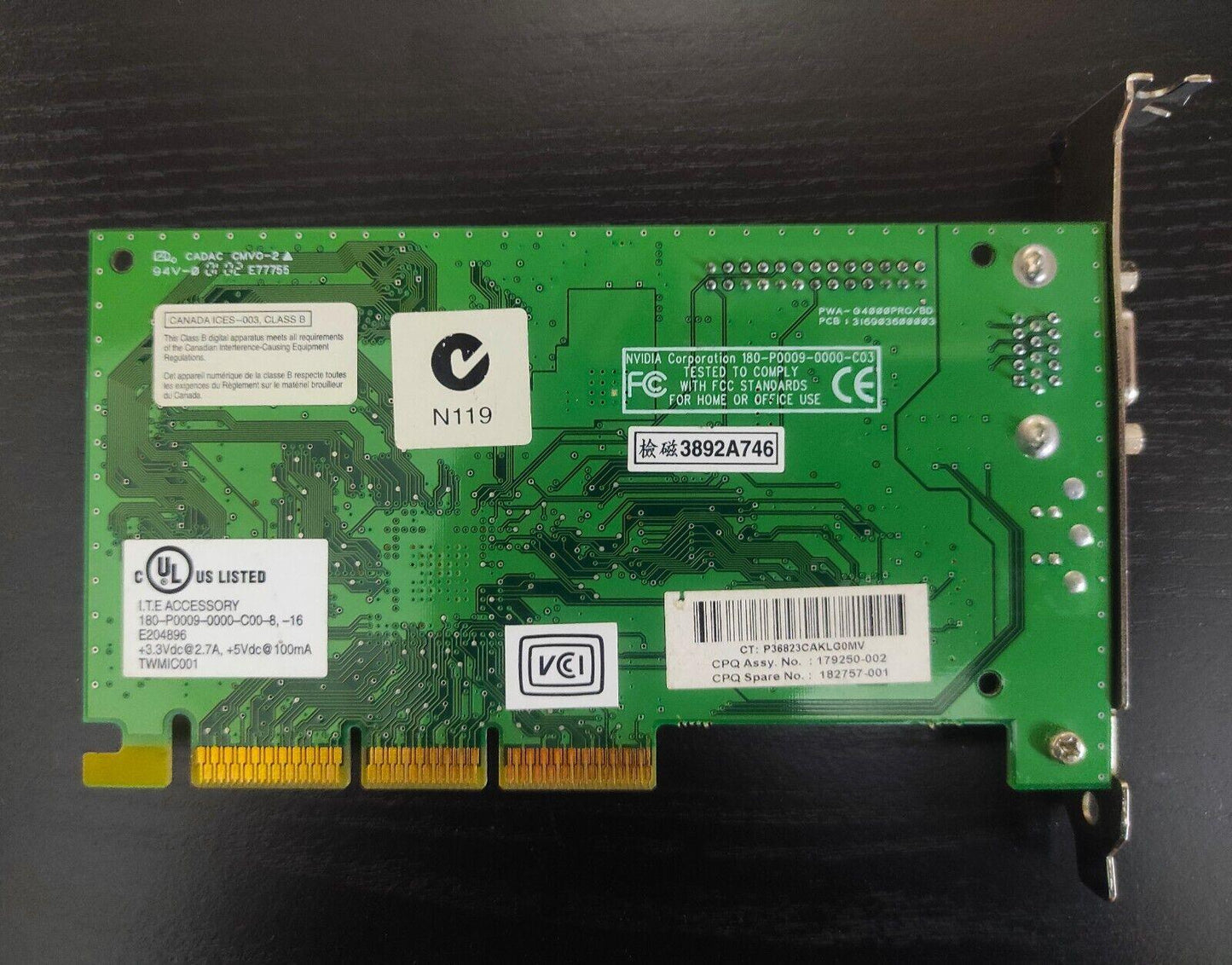 Compaq 179250-002 Nvidia RIVA TNT2 M64 AGP 16MB VGA Graphics Card 182757-001 - Retro PC Hardware & More