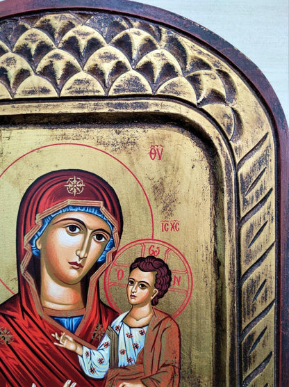 Traditional Hand Painted Art Byzantine Orthodox Icon Virgin Mary Giatrissa - Retro PC Hardware & More