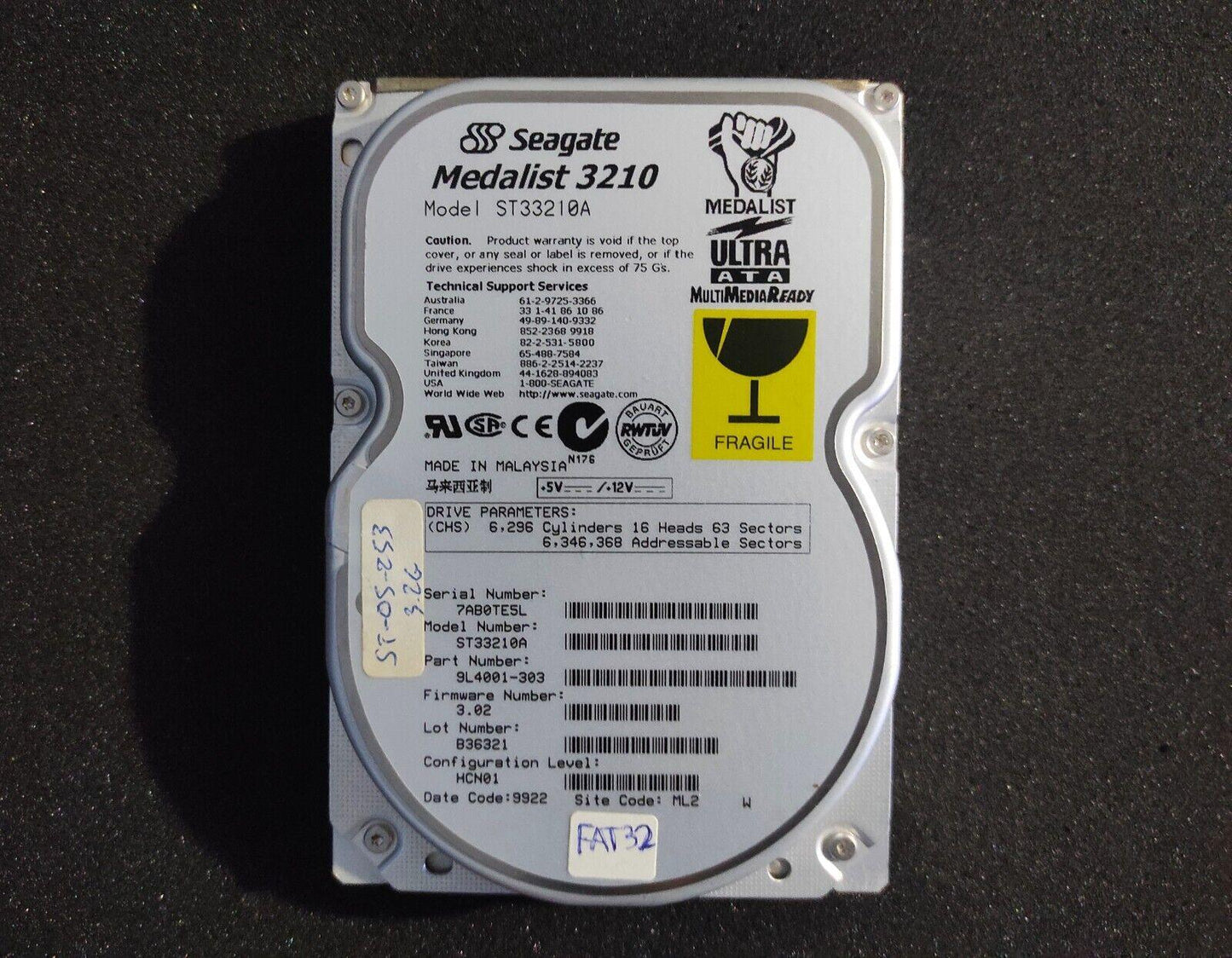 Seagate Medalist 3210 ST33210A 3.2GB 256KB 5400RPM IDE 3.5" Hard Drive HDD - Retro PC Hardware & More