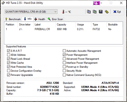 Quantum Fireball CR CR84A013 8.4GB 512KB 5400RPM IDE 3.5" Hard Disk Drive HDD - Retro PC Hardware & More