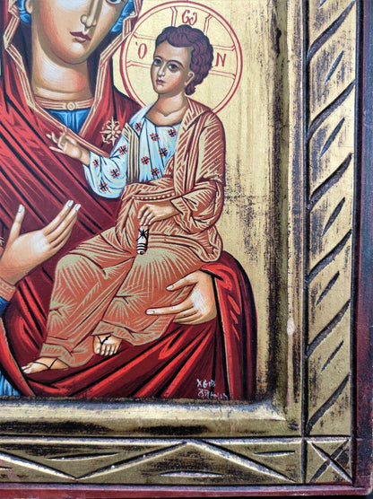 Traditional Hand Painted Art Byzantine Orthodox Icon Virgin Mary Giatrissa - Retro PC Hardware & More