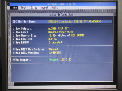 Diamond Viper V550 NVIDIA Riva TNT AGP 16MB VGA Graphics Video Card 23230073-103 - Retro PC Hardware & More