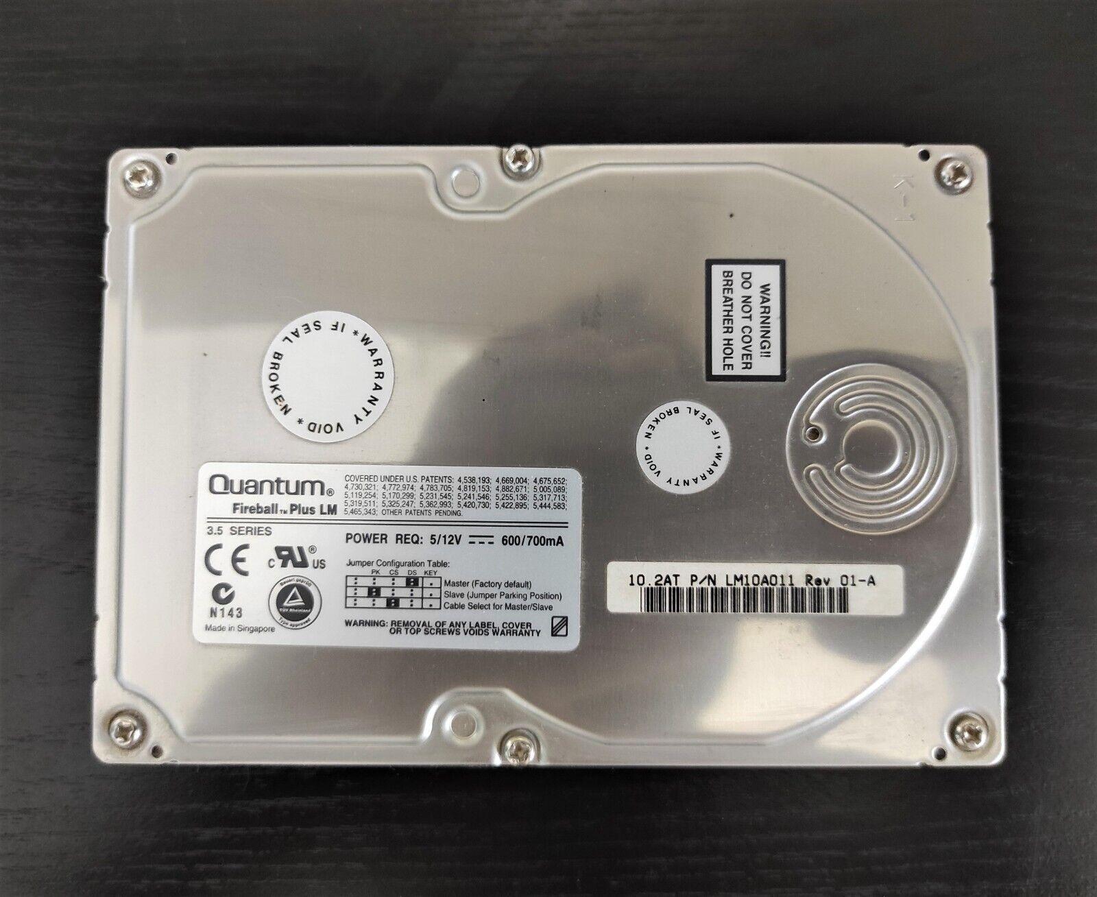 Quantum Fireball Plus LM LM10A011 10.2GB 2MB 5400RPM IDE 3.5" Hard Drive HDD - Retro PC Hardware & More