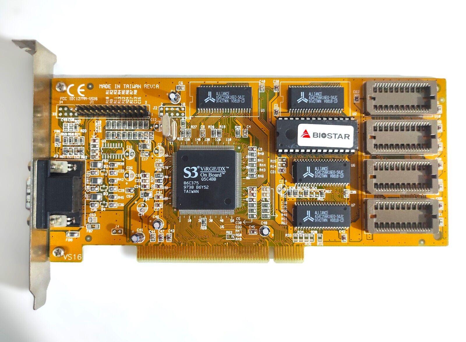 Biostar S3 Virge/DX PCI 2MB VGA Vintage Retro Graphics Video Card VS17-AVBG/2MB - Retro PC Hardware & More