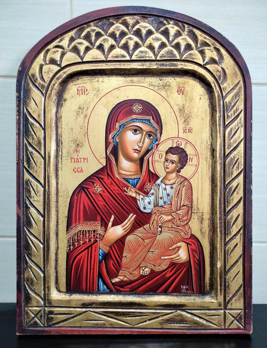 Traditional Hand Painted Art Byzantine Orthodox Icon Virgin Mary Giatrissa - Retro PC Hardware & More