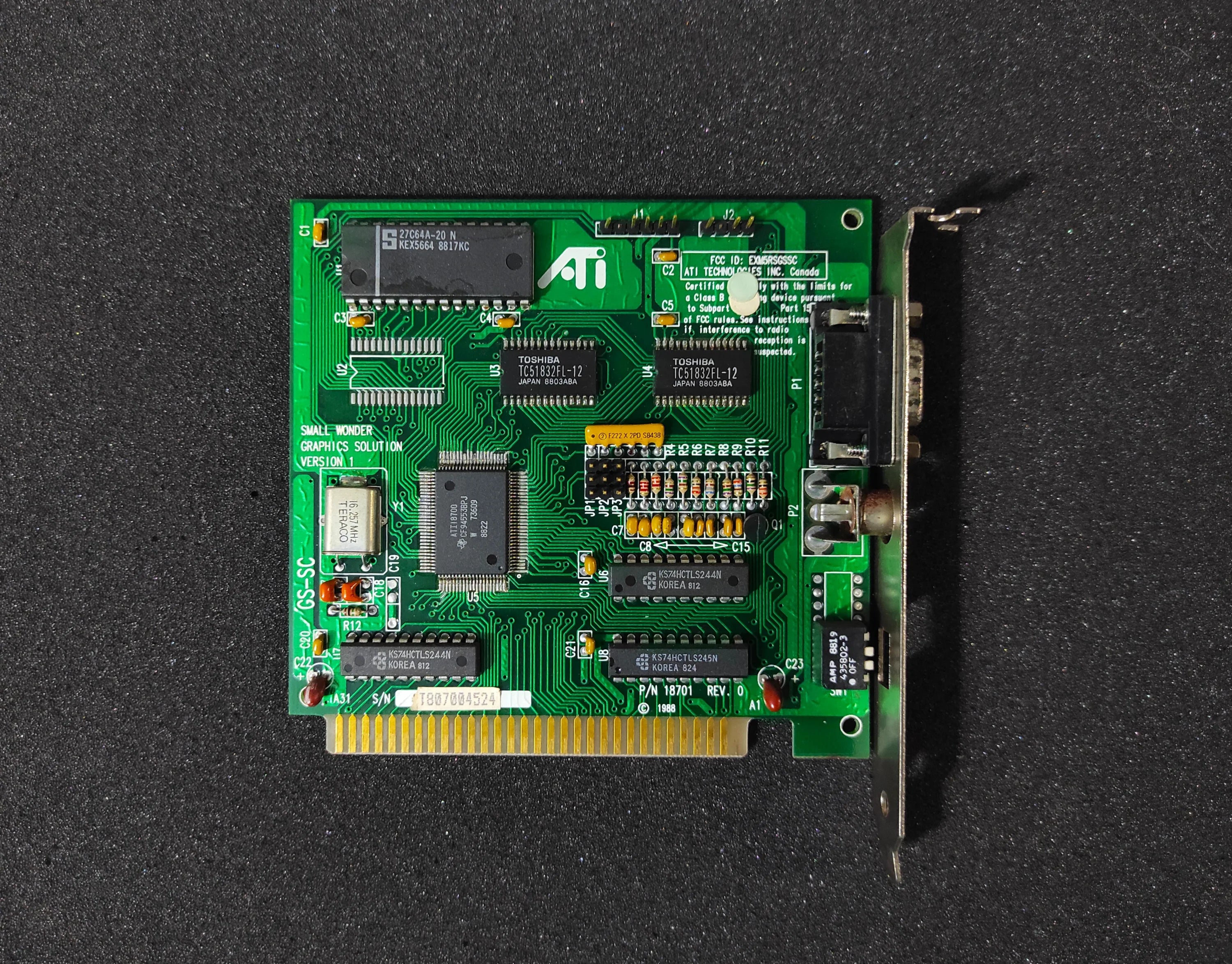 ATI Small Wonder Graphics 18701 Vintage Retro 64kb 8bit ISA CGA MDA ...