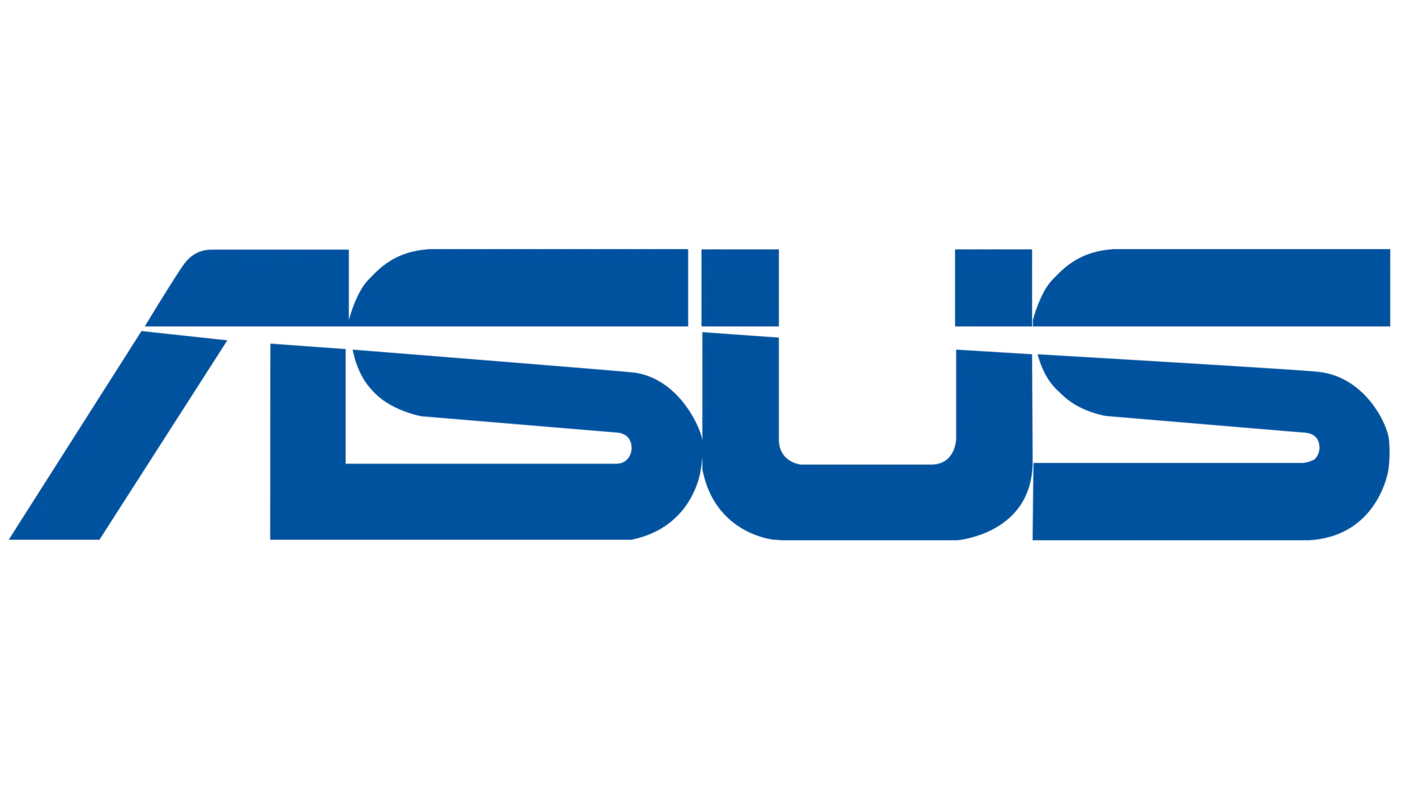 Blue asus logo with bold, modern lettering.