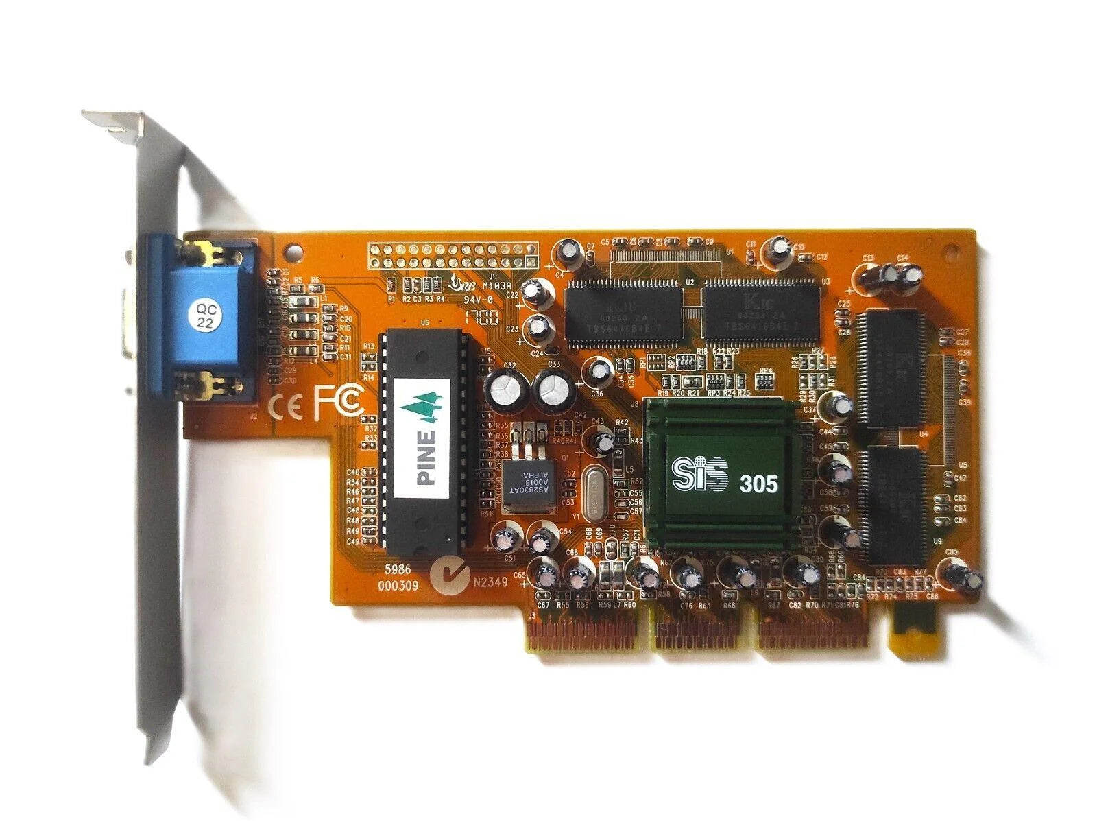 PINE SiS 305 AGP 16MB Vintage Retro VGA Graphics Video Card PT-5986-1A ...