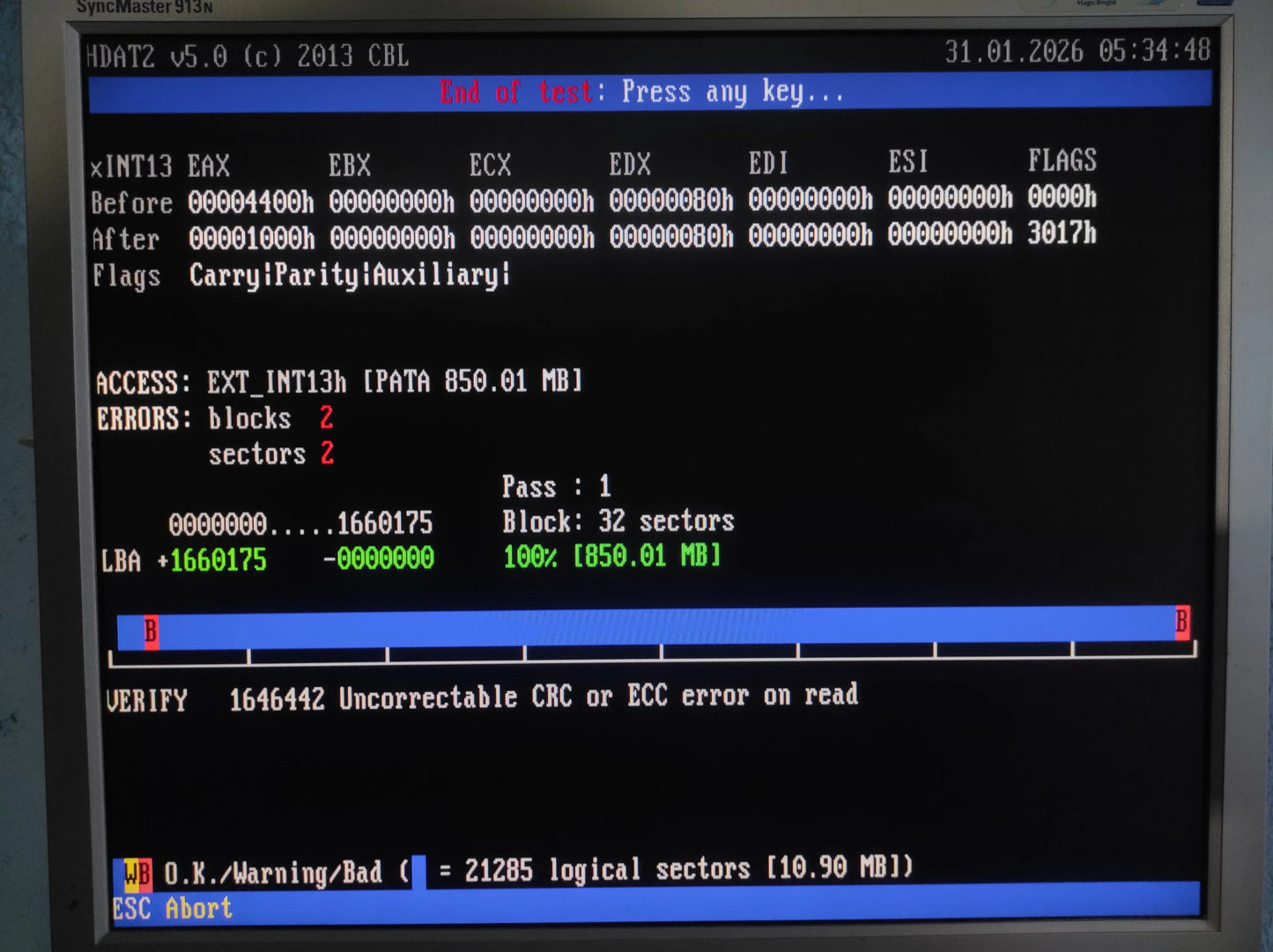 Quantum Trailblazer 840AT TR84A011 850MB 128KB 4500RPM IDE 3.5’’ Retro Hard Drive HDD