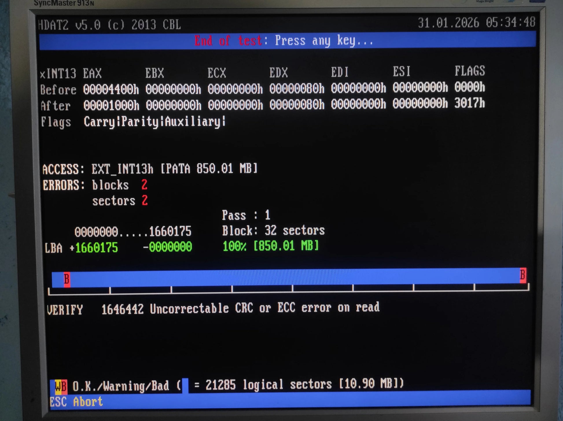 Quantum Trailblazer 840AT TR84A011 850MB 128KB 4500RPM IDE 3.5’’ Retro Hard Drive HDD