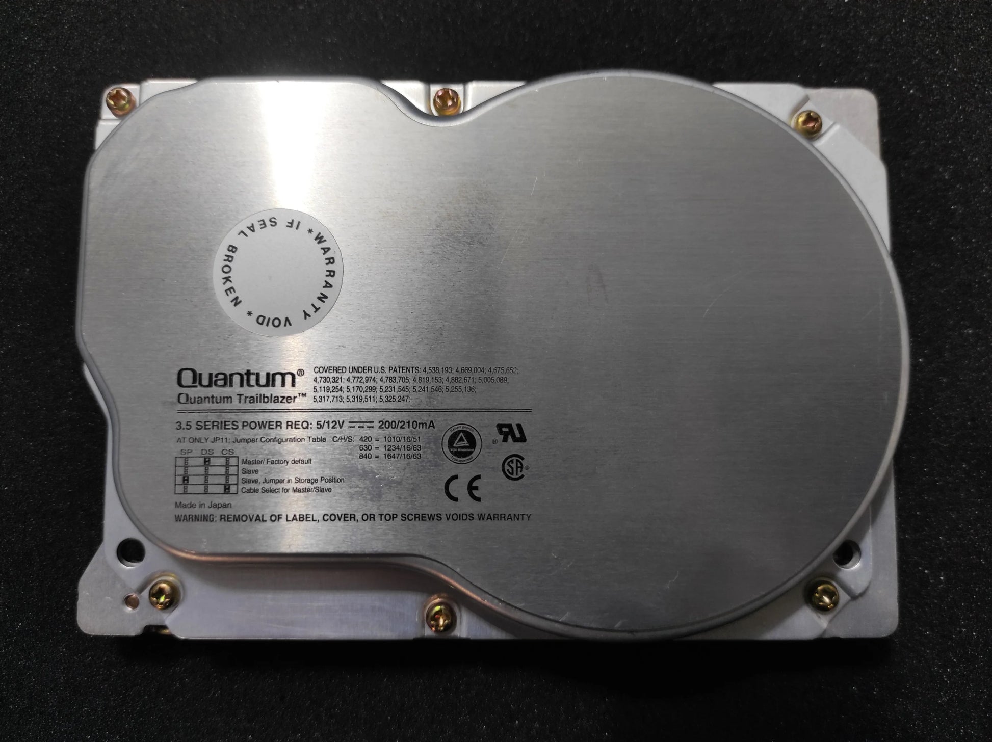 Quantum Trailblazer 840AT TR84A011 850MB 128KB 4500RPM IDE 3.5’’ Retro Hard Drive HDD