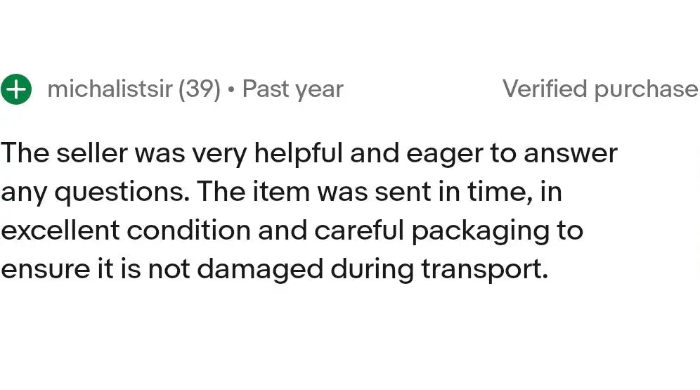 Verified purchase review text from a customer named michalistsir.