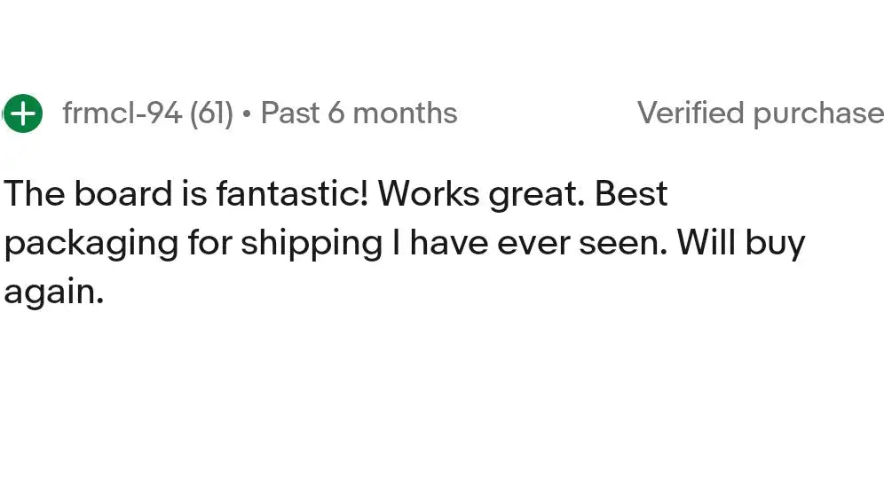 Verified purchase review text on a white background.